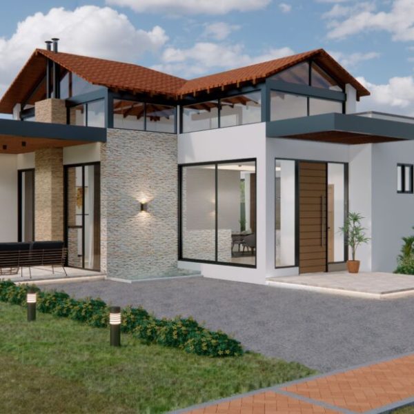 Render exterior 1_ Diseño casa campestre Las Dalias