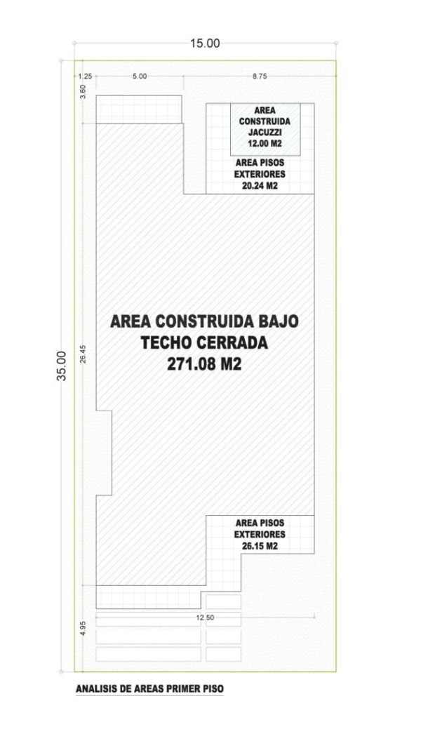 Esquema de áreas primer piso_ Casa Moderna Costa Azul