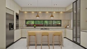 Render interior cocina_ Casa Moderna Costa Azul