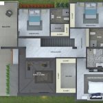 Render aéreo distribución interior segundo piso 2_ Casa Moderna Costa Azul