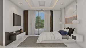 Render interior habitación principal 1_ Casa Moderna Costa Azul