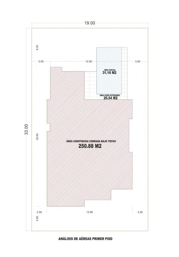 Esquema de áreas primer piso_ Diseño casa campestre Miraflores