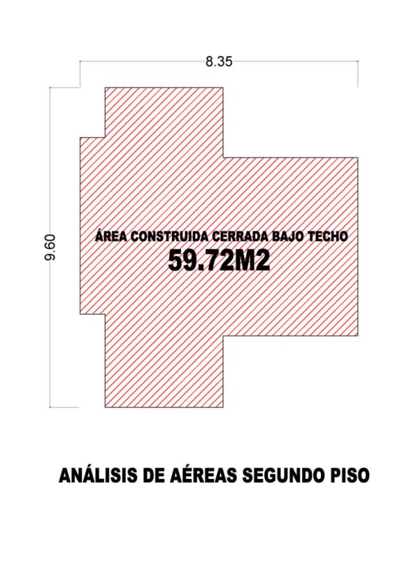 Esquema de áreas segundo piso_ Diseño casa campestre Miraflores