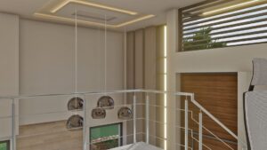 Render aéreo, doble altura, segundo piso 2_ Diseño casa campestre Miraflores