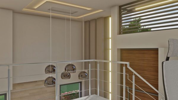 Render aéreo, doble altura, segundo piso 2_ Diseño casa campestre Miraflores