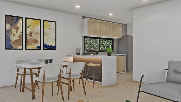 Render interior 3_ Diseño casa pequeña Los Tejados