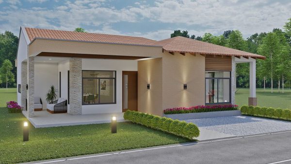 Render fachada principal 1_ Diseño casa campestre La Morada