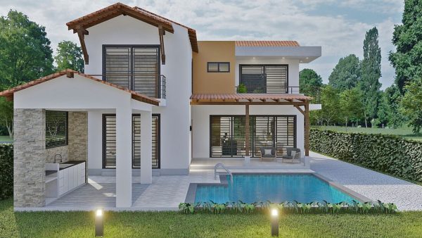 Render exterior_ Diseño casa campestre Los Almendros