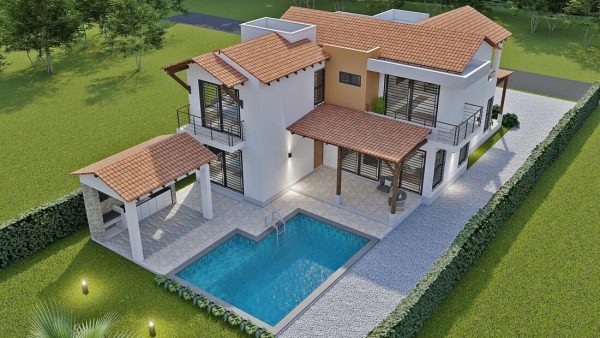 Render aéreo exterior 7_ Diseño casa campestre Los Almendros