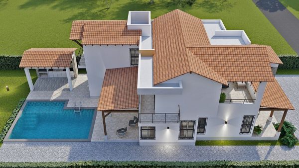 Render aéreo exterior 2_ Diseño casa campestre Los Almendros