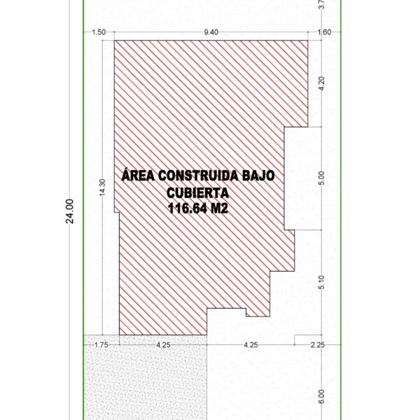 Esquema de áreas primer piso_ Diseño casa moderna Esmeralda 2