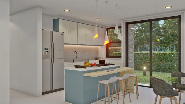 Render cocina_ Diseño casa moderna Esmeralda 2