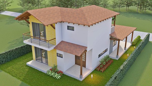 Render aéreo 5_ Diseño casa campestre alero primaveral modelo 2