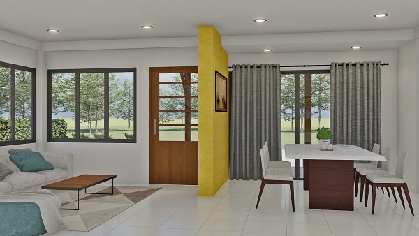 Render sala-comedor_ Diseño casa campestre alero primaveral modelo 2