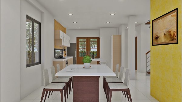 Render comedor_ Diseño casa campestre alero primaveral modelo 2