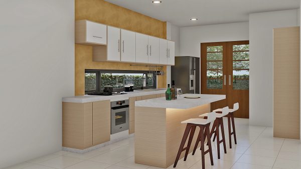 Render cocina_ Diseño casa campestre alero primaveral modelo 2