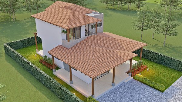 Render aéreo 1_Diseño casa campestre alero primaveral modelo 2