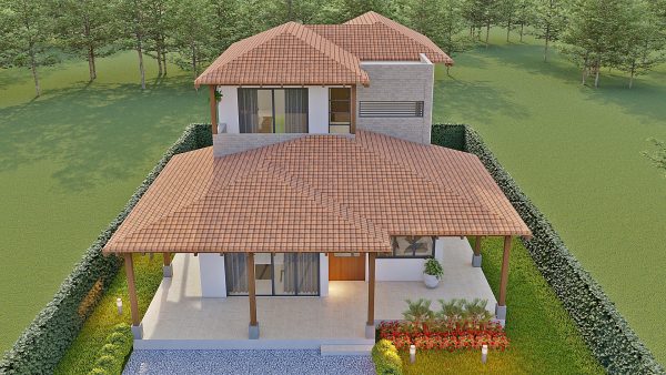 Render aéreo 2_Diseño casa campestre alero primaveral modelo 2