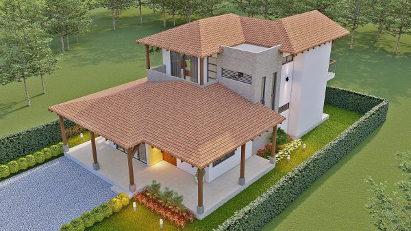 Render aéreo 3_Diseño casa campestre alero primaveral modelo 2