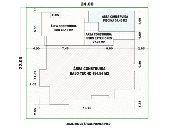 Esquema de áreas primer piso_ Diseño casa moderna Portobello