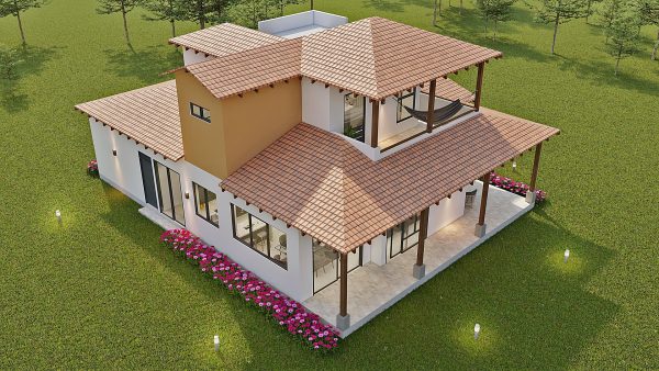 Render aéreo exterior 3_ Diseño casa campestre Modelia