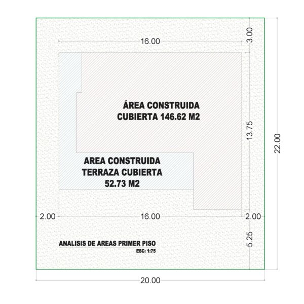 Esquema de áreas primer piso_ Diseño casa campestre Modelia