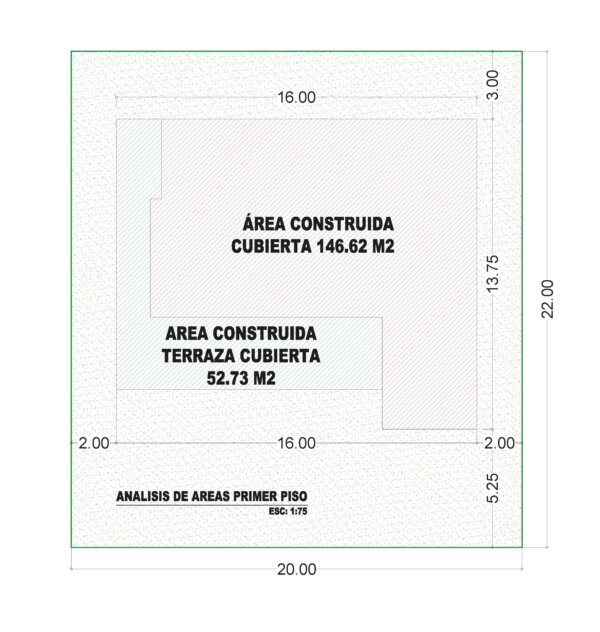 Esquema de áreas primer piso_ Diseño casa campestre Modelia
