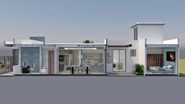 Render interior 1_ Diseño casa moderna Los Rosales