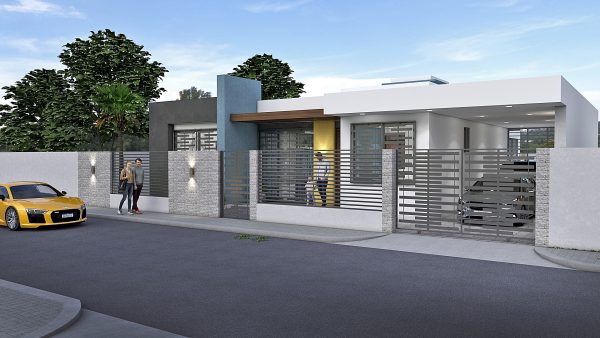 Render exterior 1_ Diseño casa moderna Los Rosales