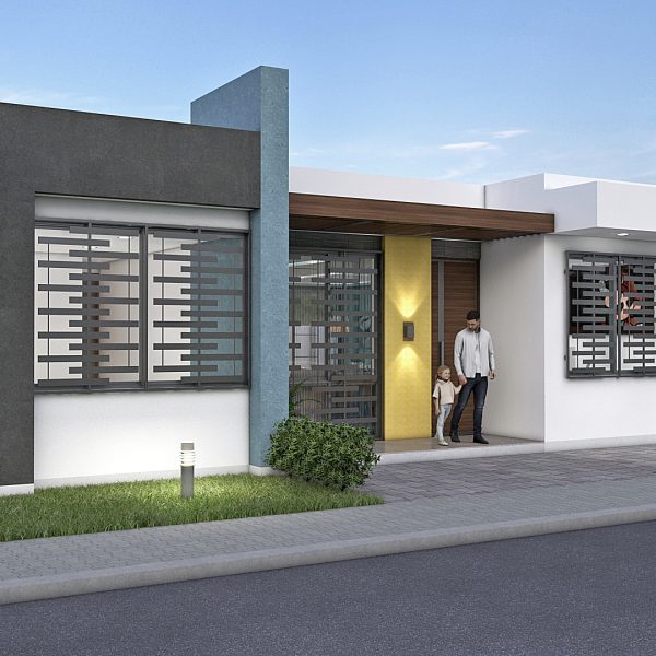 Render exterior 2_ Diseño casa moderna Los Rosales
