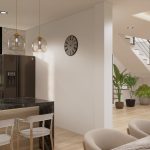 Render interior comedor y cocina 2_ Diseño casa campestre Álamos