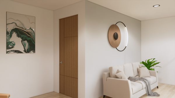 Render interior sala segundo piso_ Diseño casa campestre Álamos