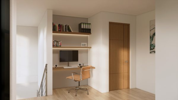 Render interior estudio segundo piso_ Diseño casa campestre Álamos