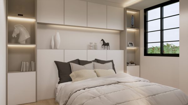 Render interior habitación principal segundo piso 1_ Diseño casa campestre Álamos