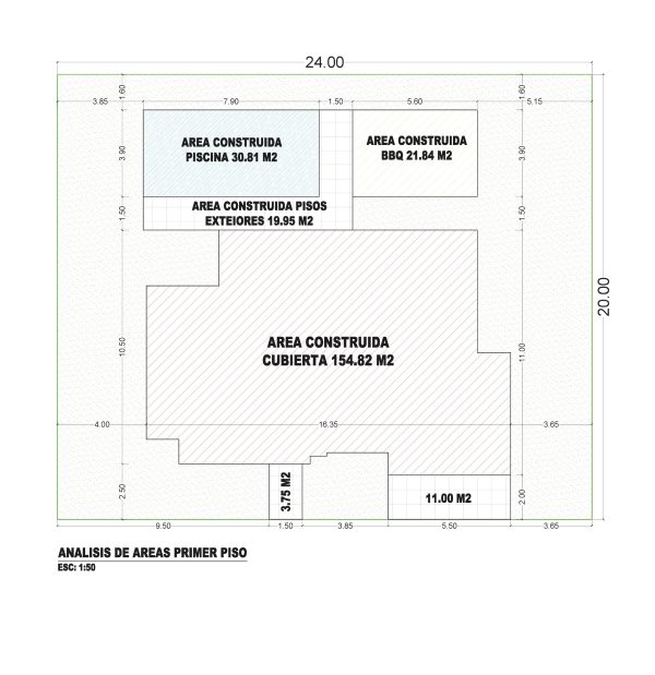 Esquema de áreas segundo piso_ Diseño casa campestre Álamos