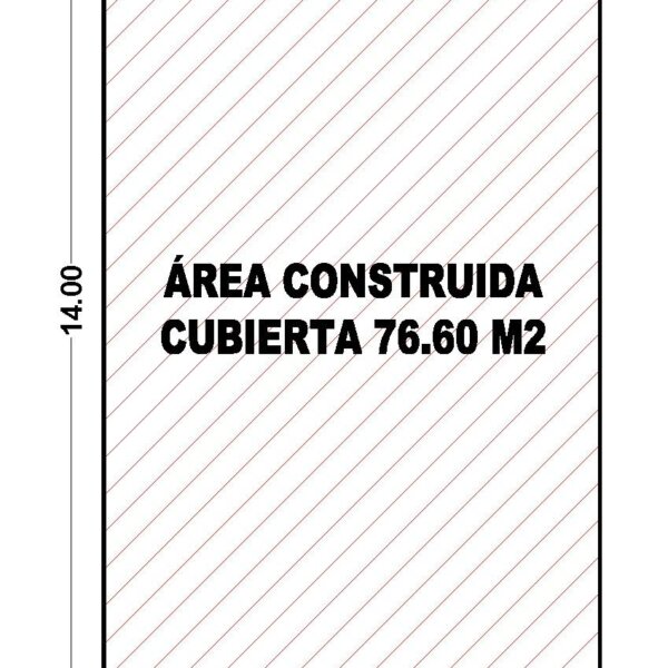 Análisis de área, primer piso, Diseño casa moderna unifamiliar 6x14