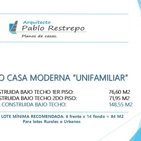 Descripción del proyecto, Diseño casa moderna unifamiliar