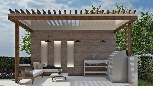 Render Kiosco BBQ_ Diseño casa moderna Serrania