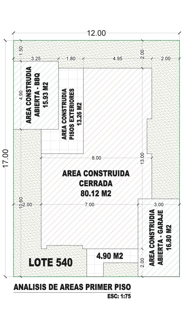 Esquema de áreas primer piso_ Diseño casa moderna Serrania