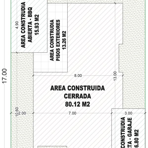 Esquema de áreas primer piso_ Diseño casa moderna Serrania