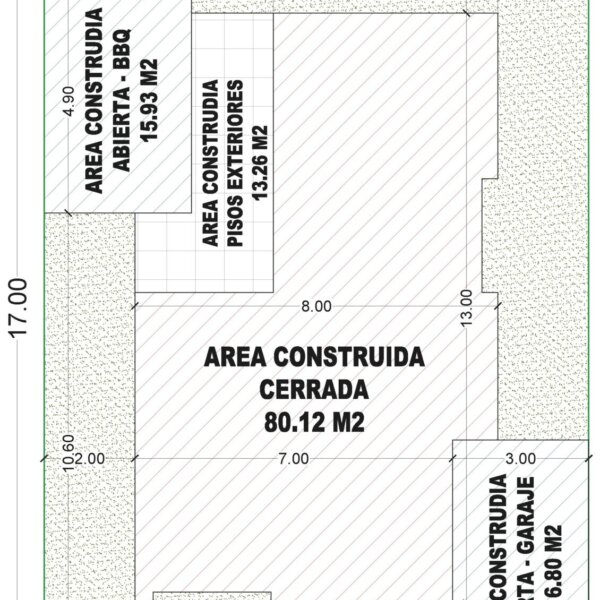 Esquema de áreas primer piso_ Diseño casa moderna Serrania