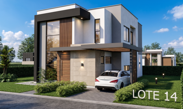Render fachada exterior 1_ Diseño casa moderna Serrania