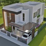 Render perspectiva aérea 2_ Diseño casa moderna Serrania