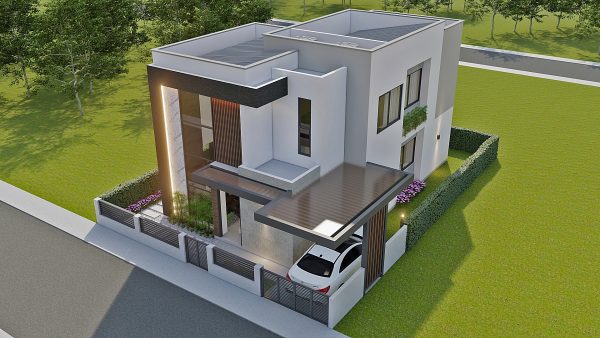 Render perspectiva aérea 2_ Diseño casa moderna Serrania