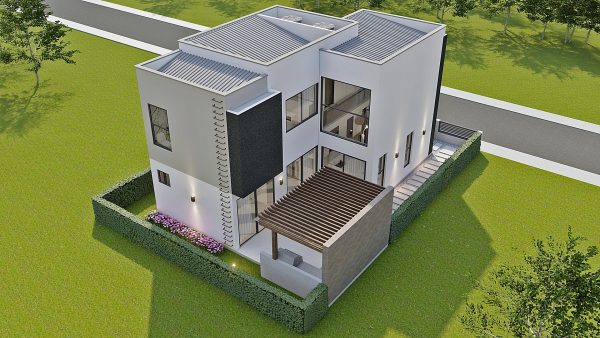 Render perspectiva aérea 3_ Diseño casa moderna Serrania