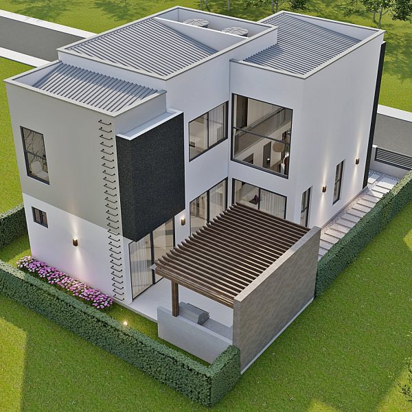 Render perspectiva aérea 3_ Diseño casa moderna Serrania