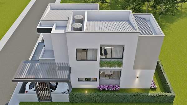 Render perspectiva aérea 4_ Diseño casa moderna Serrania