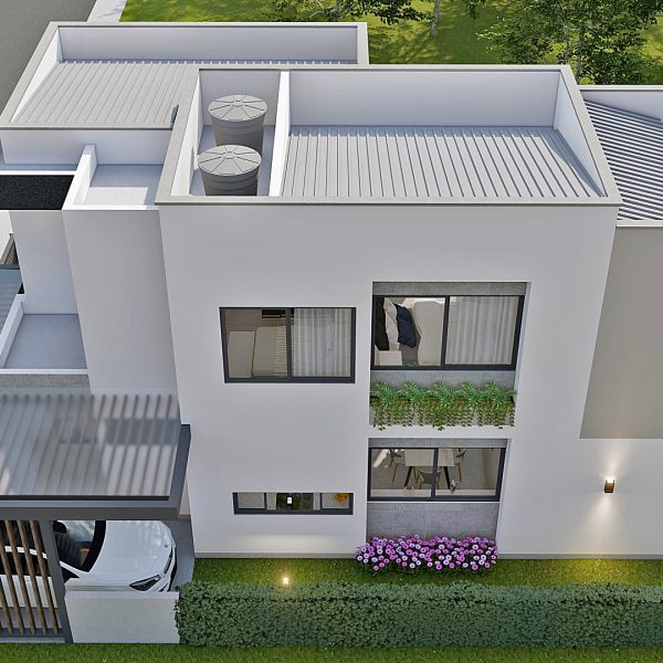 Render perspectiva aérea 4_ Diseño casa moderna Serrania