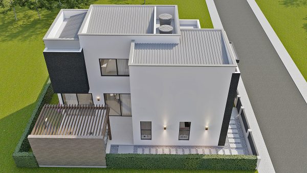 Render perspectiva aérea 5_ Diseño casa moderna Serrania