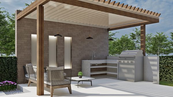 Render Kiosco BBQ_ Diseño casa moderna Serrania